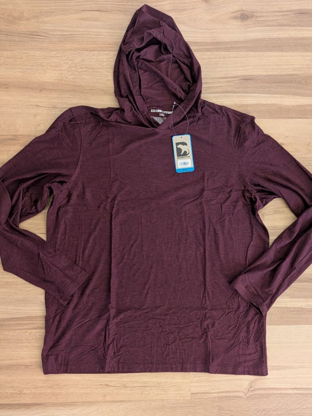 NWT Bearbottom Tech Hoodie Heathered Burgundy Red Men’s XXL